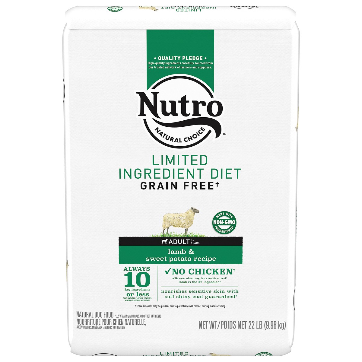 slide 8 of 15, Nutro Grain Free Adult 1+ Years Lamb & Sweet Potato Recipe Dog Food 22 lb, 22.02 lb