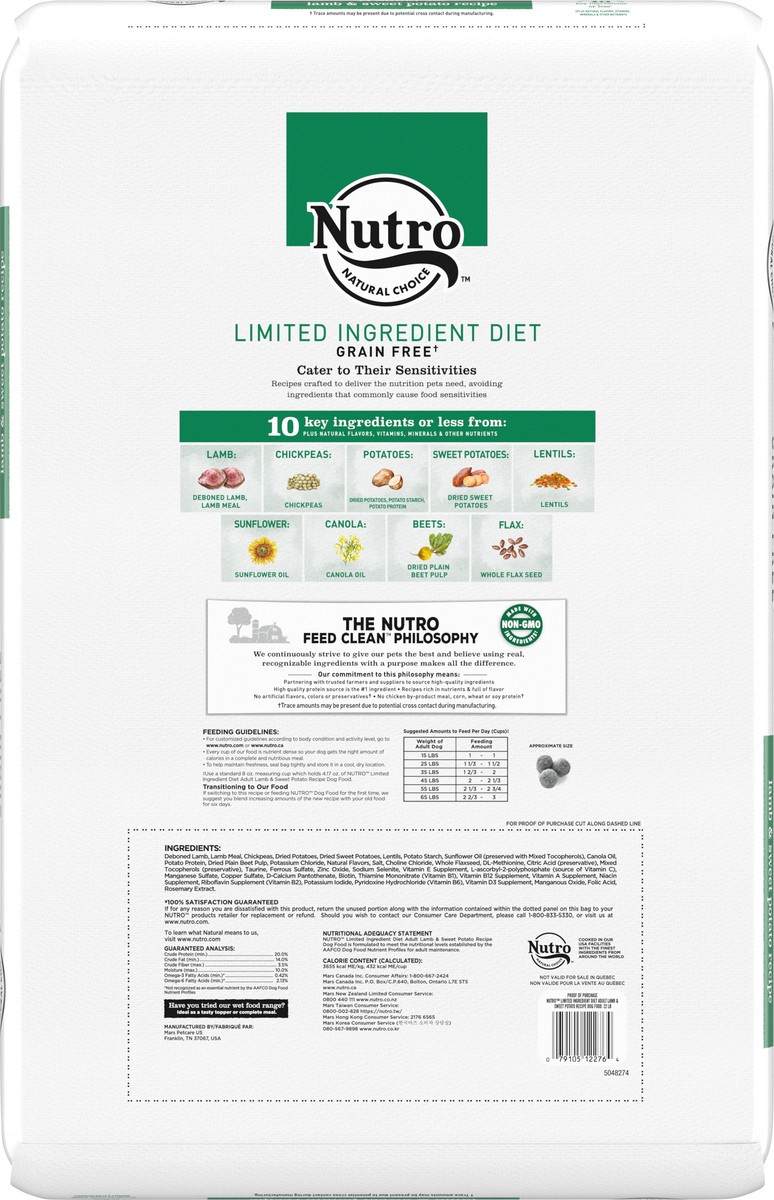 slide 2 of 15, Nutro Grain Free Adult 1+ Years Lamb & Sweet Potato Recipe Dog Food 22 lb, 22.02 lb