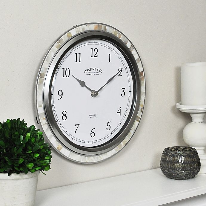 slide 2 of 4, FirsTime & Co. Sophia Mosaic Wall Clock - Silver/Pearl, 11.5 in