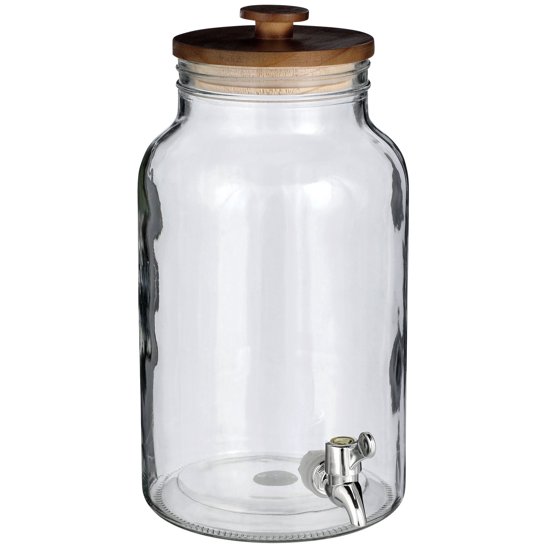 slide 1 of 1, chefstyle Glass Beverage Dispenser with Wooden Lid, 5.5 liter