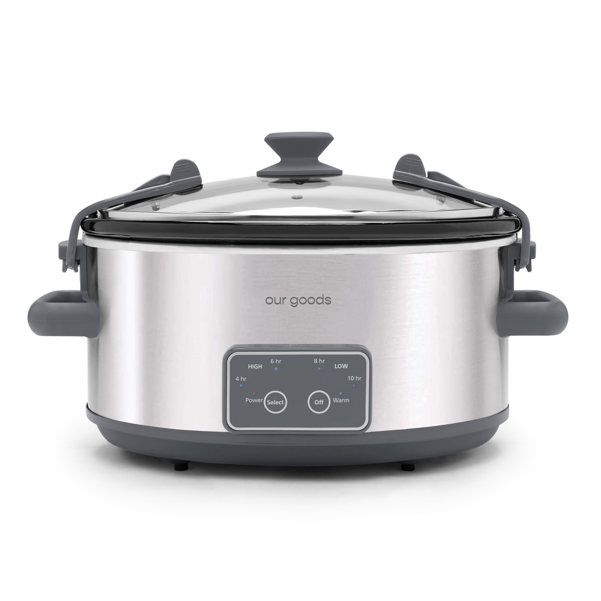slide 1 of 1, our goods Programmable Slow Cooker - Stainless Steel, 6 qt