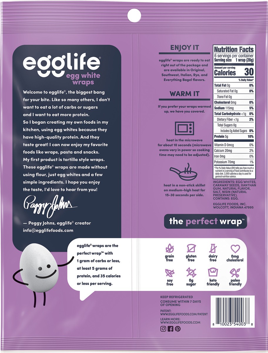 slide 2 of 3, Egglife Egg White Wrap Rye Style 20 Ea, 20 ct