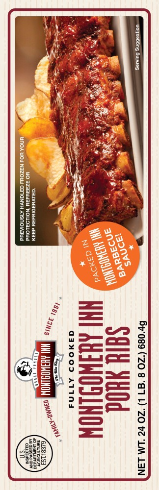 slide 2 of 4, Montgomery Inn Fully Cooked Mongomery Inn Pork Ribs With Barbecue Sauce, 24 oz