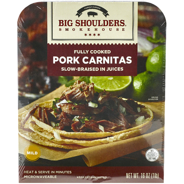 slide 1 of 1, Big Shoulders Smokehouse Pork Carnitas, 16 oz