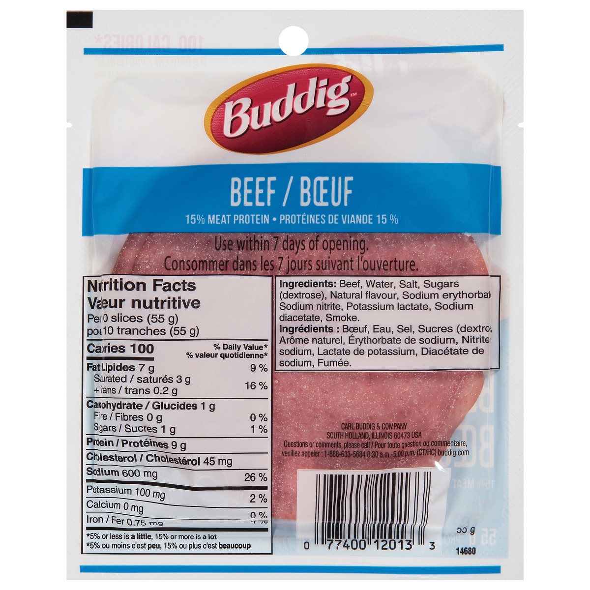 slide 8 of 11, Buddig Beef 55 g, 55 g