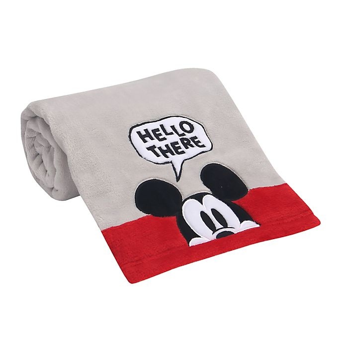 slide 3 of 6, Lambs & Ivy Magical Mickey Mouse Baby Blanket - Grey/Red, 1 ct