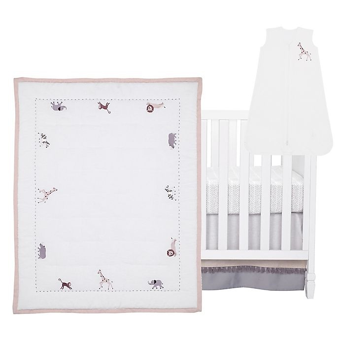 slide 3 of 12, Lambs & Ivy Linen Safari Crib Bedding Set - White, 4 ct