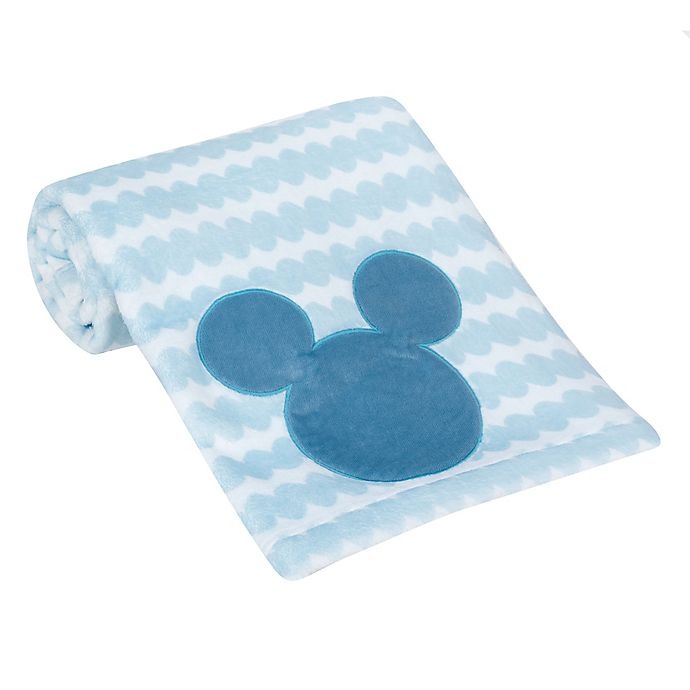 slide 2 of 5, Disney Mickey Mouse Lux Applique Receiving Blanket - Blue, 1 ct