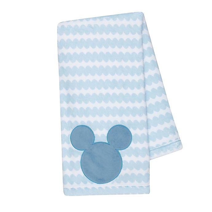 slide 1 of 5, Disney Mickey Mouse Lux Applique Receiving Blanket - Blue, 1 ct