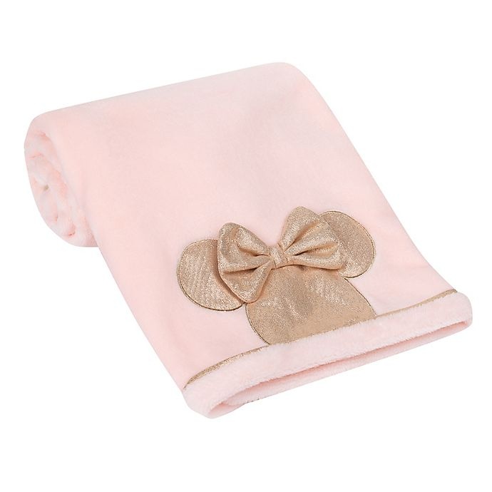 slide 2 of 5, Disney Minnie Mouse Lux Applique Receiving Blanket - Pink, 1 ct