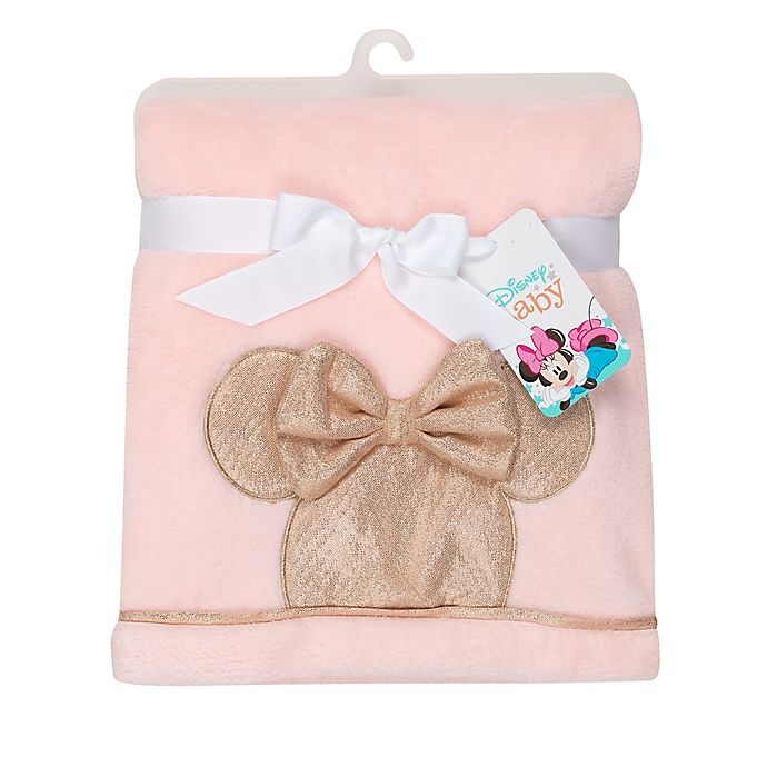 slide 3 of 5, Disney Minnie Mouse Lux Applique Receiving Blanket - Pink, 1 ct