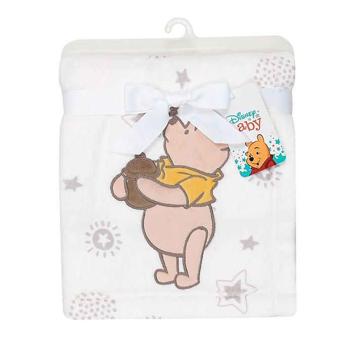 slide 3 of 5, Disney Winnie the Pooh Lux Applique Receiving Blanket - Beige, 1 ct