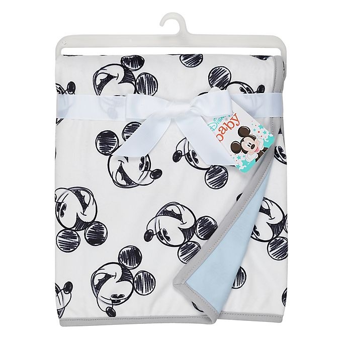 slide 3 of 5, Disney Mickey Mouse Sketch Receiving Blanket - White/Blue, 1 ct