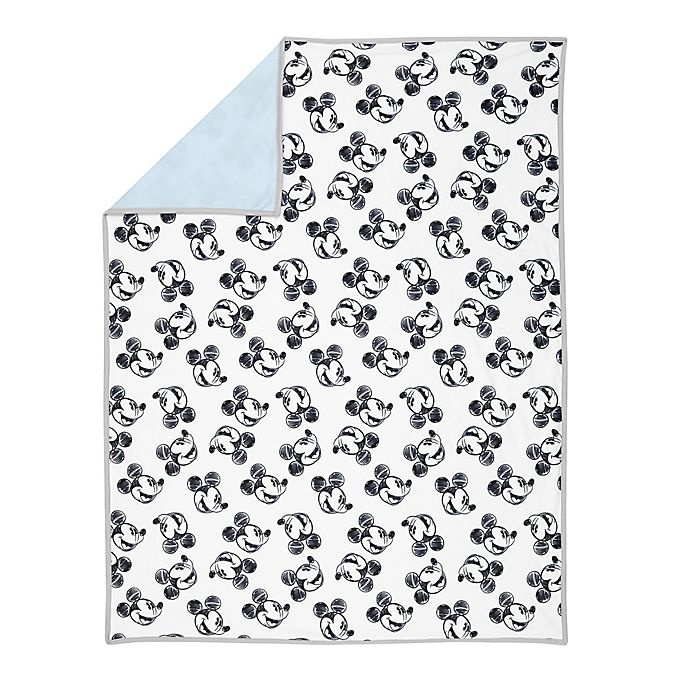 slide 5 of 5, Disney Mickey Mouse Sketch Receiving Blanket - White/Blue, 1 ct