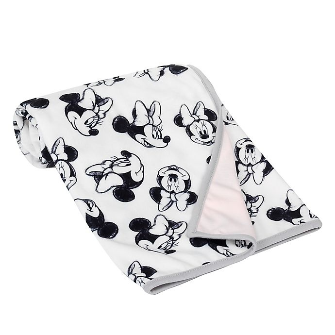 slide 2 of 5, Disney Minnie Mouse Sketch Receiving Blanket - White/Pink, 1 ct