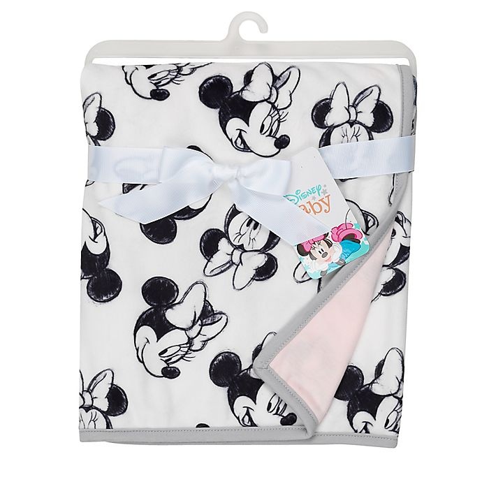 slide 3 of 5, Disney Minnie Mouse Sketch Receiving Blanket - White/Pink, 1 ct