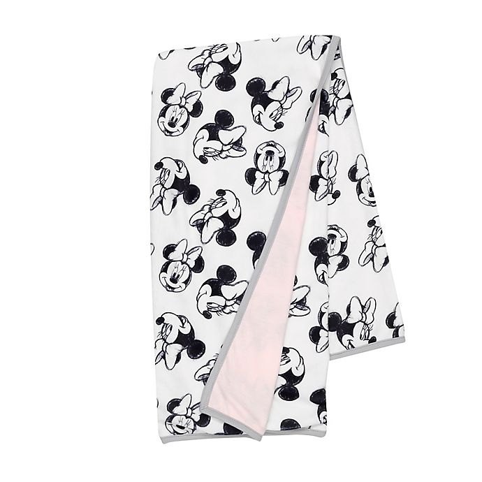 slide 1 of 5, Disney Minnie Mouse Sketch Receiving Blanket - White/Pink, 1 ct