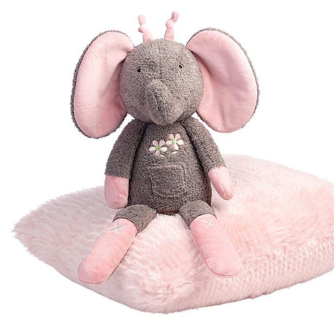 Lambs Ivy Girls Rule the World Daisy Elephant Plush Toy Grey 1