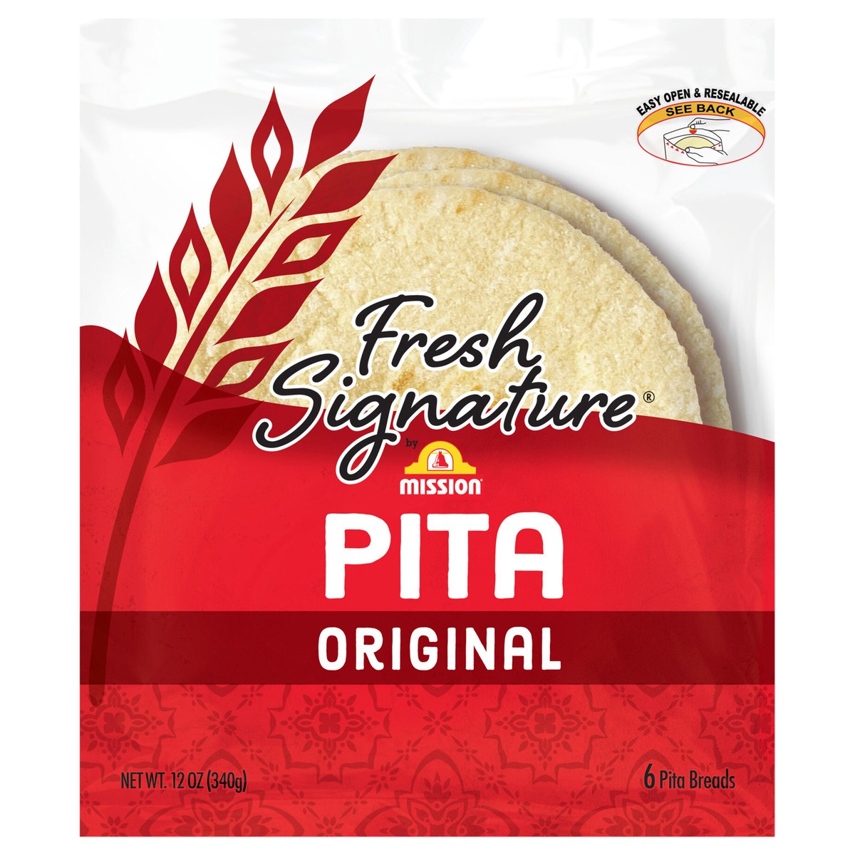 slide 1 of 9, Mission Fresh Signature Pita Original, 6 ct
