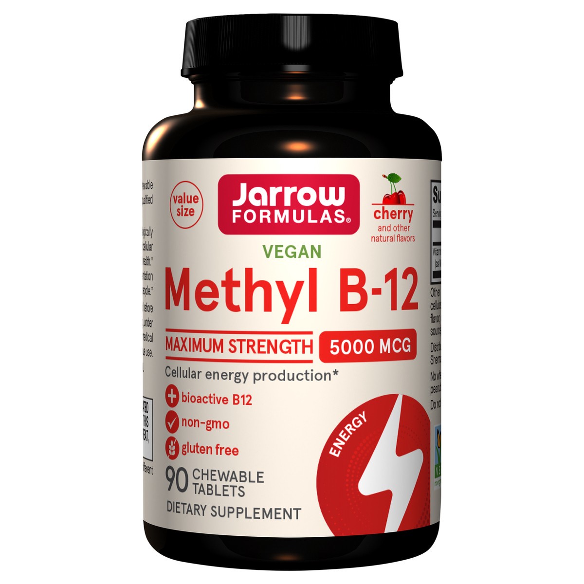 slide 1 of 1, Jarrow Formulas Maximum Strength Methyl B-12 5000 mcg - Dietary Supplement - 90 Cherry Flavored Chewable Tablets - Bioactive Vitamin B-12 - Supports Cellular Energy Production, Sleep & Brain Health, 90 ct
