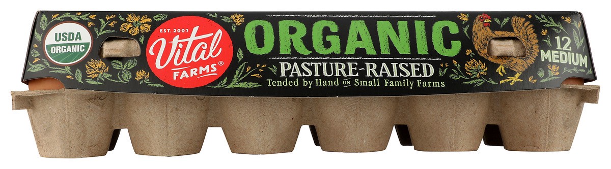 slide 1 of 12, Vital Farms Pasture Raised Organic Medium Grade A Eggs, 12 ct