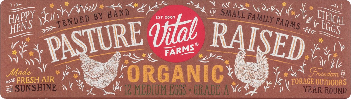 slide 5 of 12, Vital Farms Pasture Raised Organic Medium Grade A Eggs, 12 ct