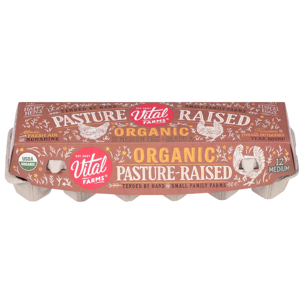 slide 2 of 12, Vital Farms Pasture Raised Organic Medium Grade A Eggs, 12 ct