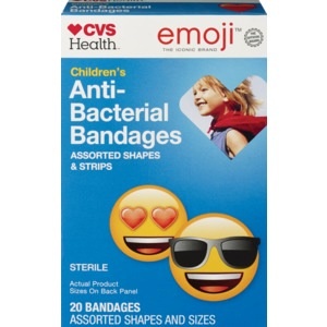 slide 1 of 1, CVS Health Emoji Children's Anti-Bacterial Bandages, 20 ct