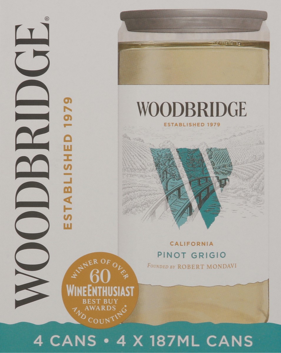 slide 5 of 9, Woodbridge by Robert Mondavi Pinot Grigio White Wine, 4 pk 187 mL Cans, 25.28 fl. oz