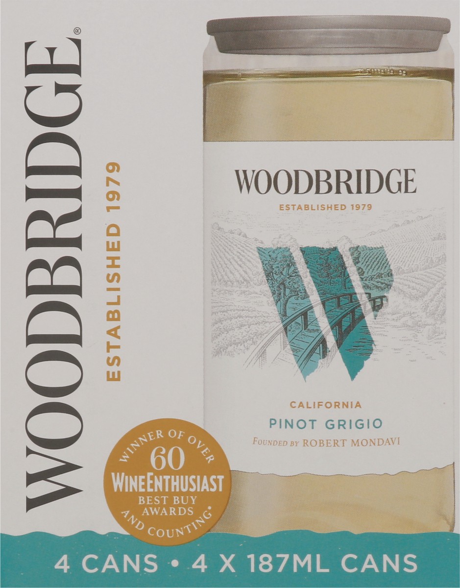 slide 9 of 9, Woodbridge by Robert Mondavi Pinot Grigio White Wine, 4 pk 187 mL Cans, 25.28 fl. oz