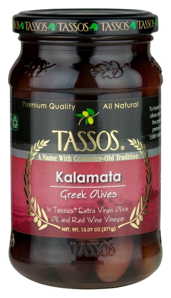 slide 1 of 1, Tassos Greek Olives, Pitted Kalamata, 13.1 oz