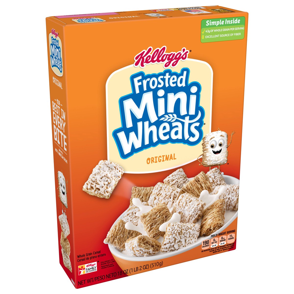 slide 2 of 10, Frosted Mini-Wheats Kelloggs Bite Size Frosted Mini Wheats Cereal, 18 oz