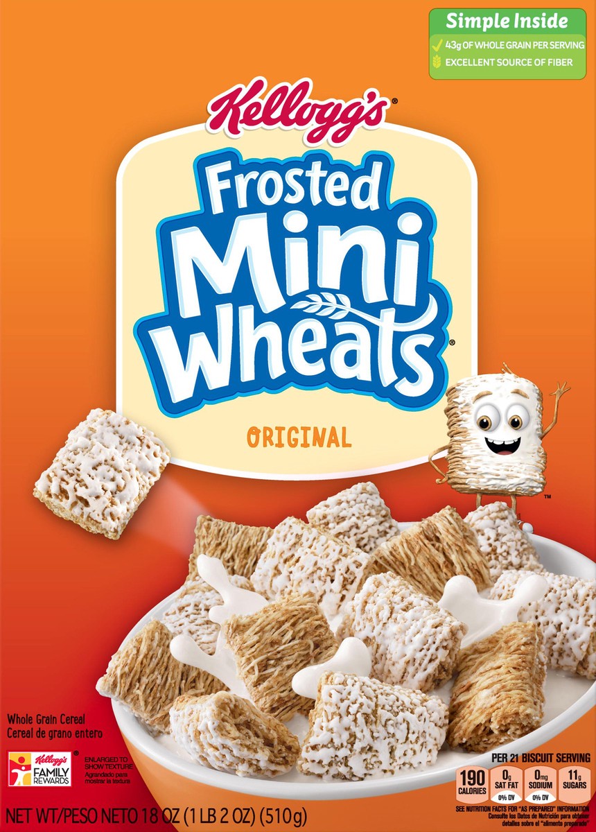 slide 8 of 10, Frosted Mini-Wheats Kelloggs Bite Size Frosted Mini Wheats Cereal, 18 oz