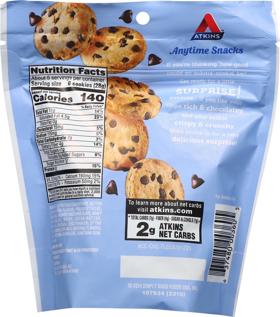 slide 5 of 13, Atkins Protein Cookies, Chocolate Chip, Crunchy, 4.94 oz