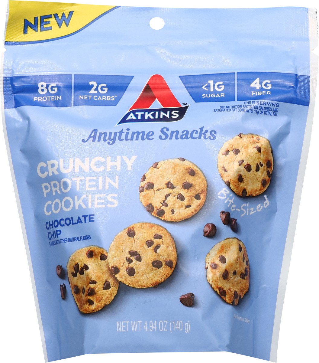 slide 12 of 13, Atkins Protein Cookies, Chocolate Chip, Crunchy, 4.94 oz