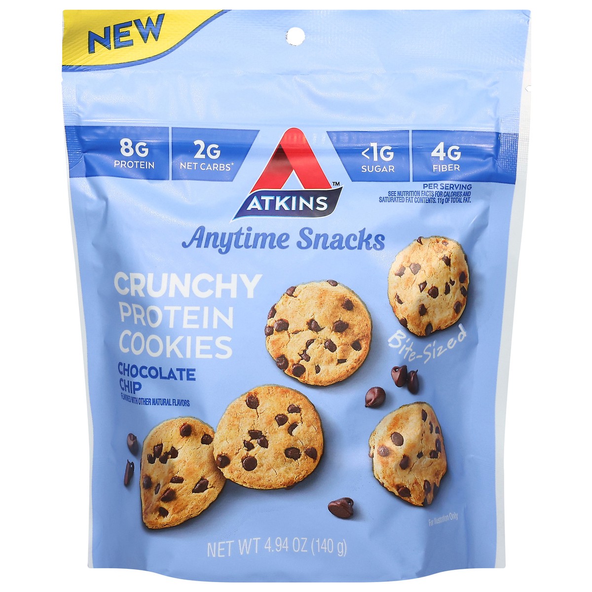 slide 2 of 13, Atkins Protein Cookies, Chocolate Chip, Crunchy, 4.94 oz