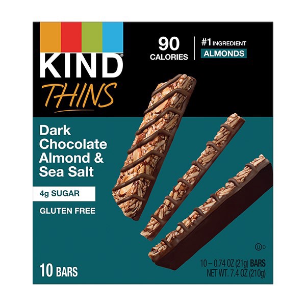 slide 1 of 8, KIND THINS Peanut Butter Dark Chocolate Bars, Gluten Free Bars, 4g Sugar, 0.74 OZ Bars (10 Count), 1 ct