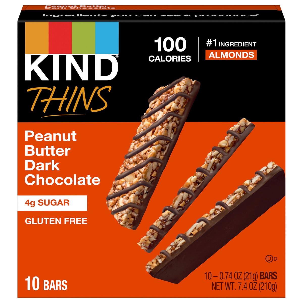slide 1 of 8, Kind Thins peanut butter dark chocolate, 1 ct
