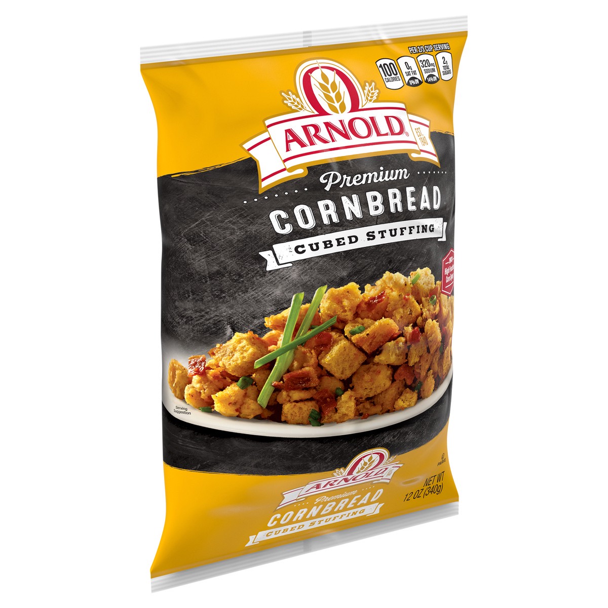 slide 8 of 8, Arnold Premium Cornbread Cubed Stuffing, 12 oz, Stuffing Bread, Bag, 14 oz