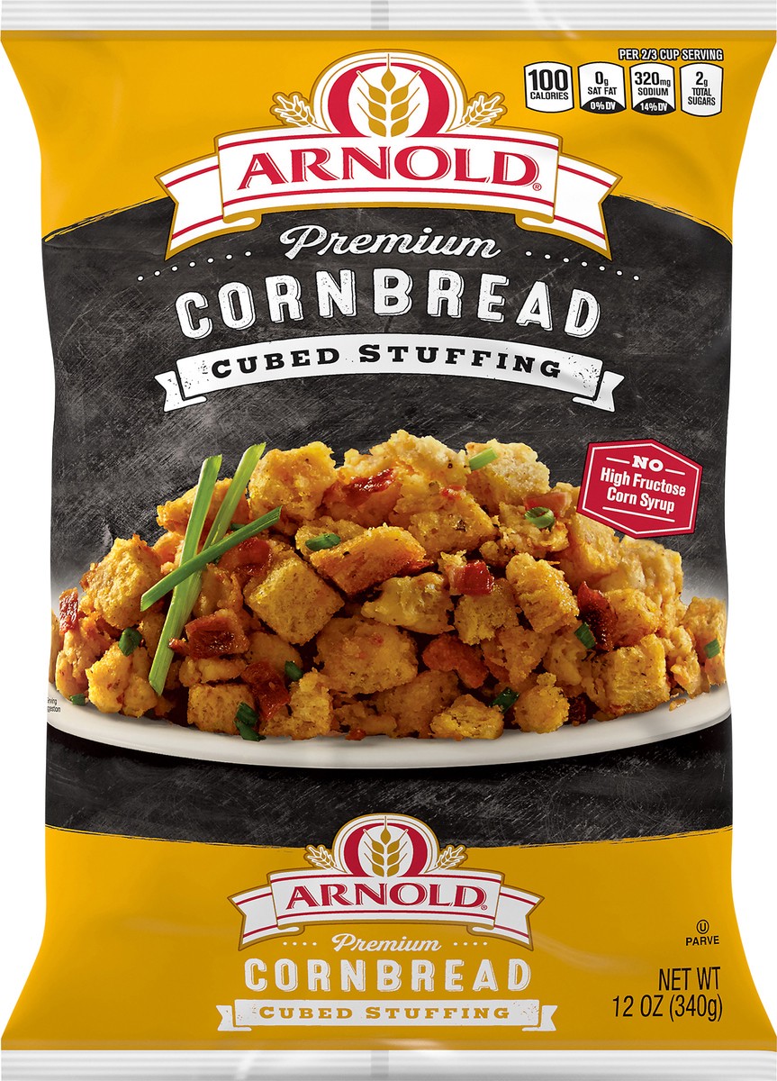 slide 2 of 8, Arnold Premium Cornbread Cubed Stuffing, 12 oz, Stuffing Bread, Bag, 14 oz