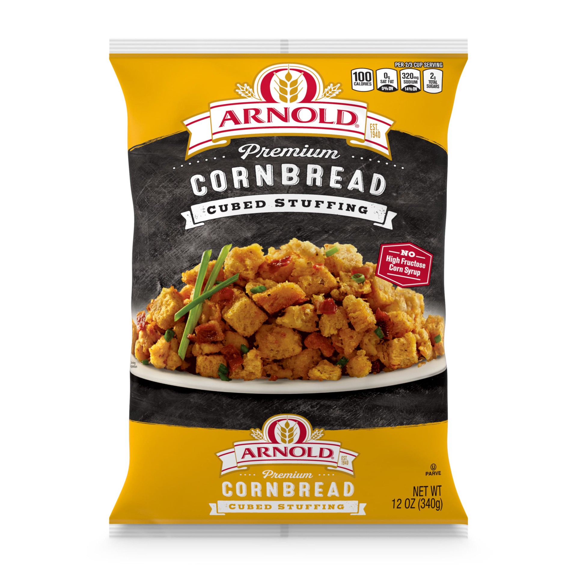 slide 1 of 8, Arnold Premium Cornbread Cubed Stuffing, 12 oz, Stuffing Bread, Bag, 14 oz