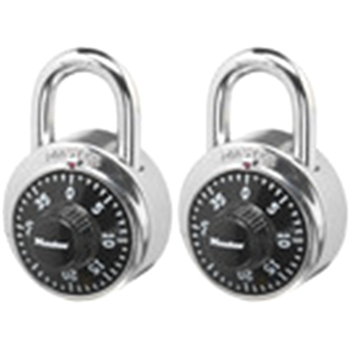 slide 1 of 9, Master Lock Standard Dial Combination Padlock 1500T, 1-7/8 inch wide, Pack of 2, 7/8 in