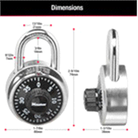 slide 7 of 9, Master Lock Standard Dial Combination Padlock 1500T, 1-7/8 inch wide, Pack of 2, 7/8 in