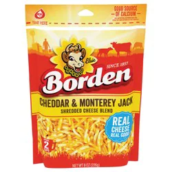 Borden Cheddar & Monterey Jack Shredded Cheese Blend 8 oz Pack