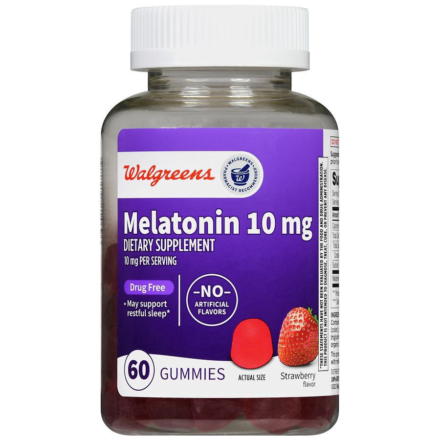 slide 3 of 5, Walgreens Melatonin 10 mg Strawberry, 60 ct