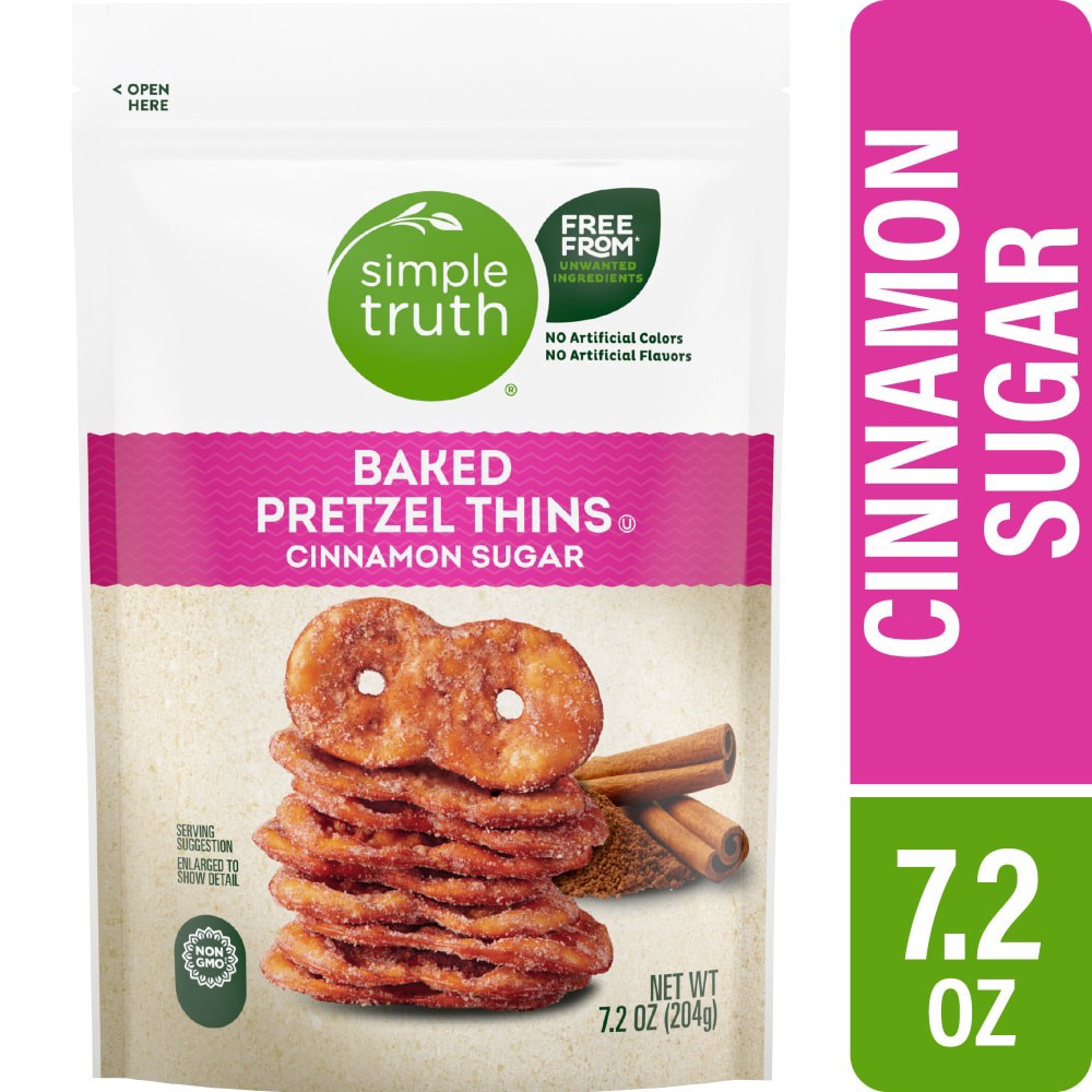 slide 3 of 3, Simple Truth Baked Cinnamon Sugar Pretzel Thin Crisps, 7.2 oz