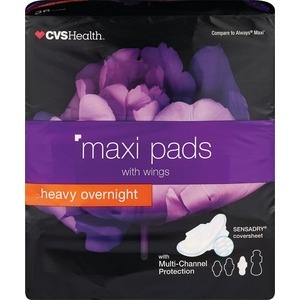 slide 1 of 1, CVS Health Maxi Pads With Flexible Wings Overnight, 36 ct