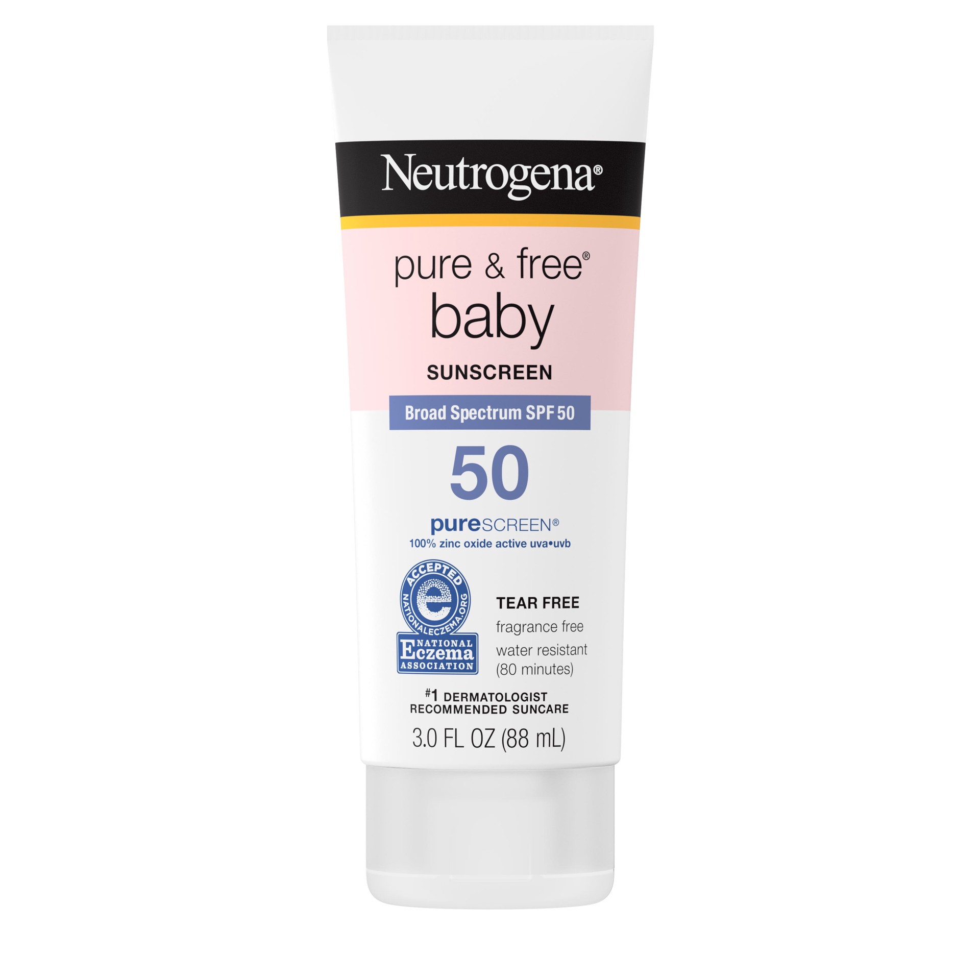 slide 1 of 6, Neutrogena Pure & Free Baby Mineral Sunscreen Lotion with Broad Spectrum SPF 50 & Zinc Oxide, Water-Resistant, Hypoallergenic & Tear-Free Baby Sunscreen, Paraben-Free, Dye-Free, 3 fl. oz, 
