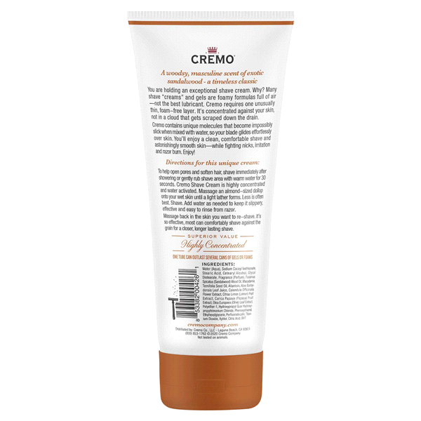 slide 7 of 13, Cremo Original Formula Sandalwood Concentrated Shave Cream 6 fl oz, 6 oz