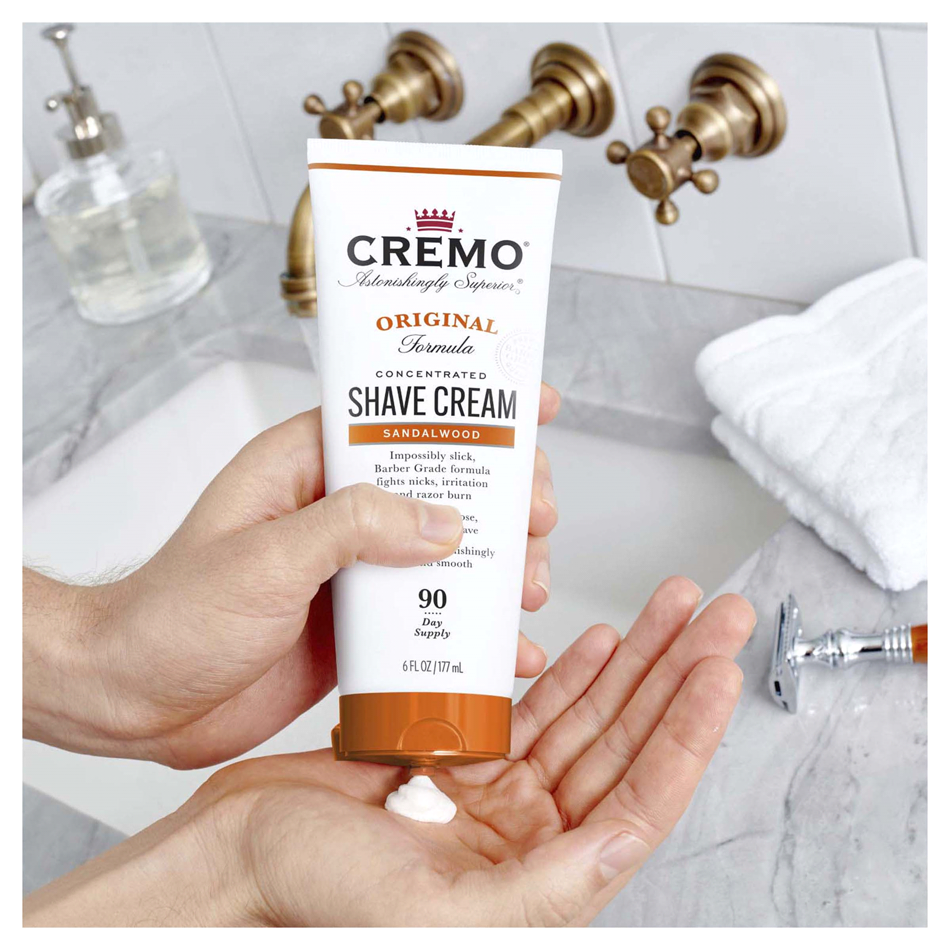 slide 3 of 13, Cremo Original Formula Sandalwood Concentrated Shave Cream 6 fl oz, 6 oz